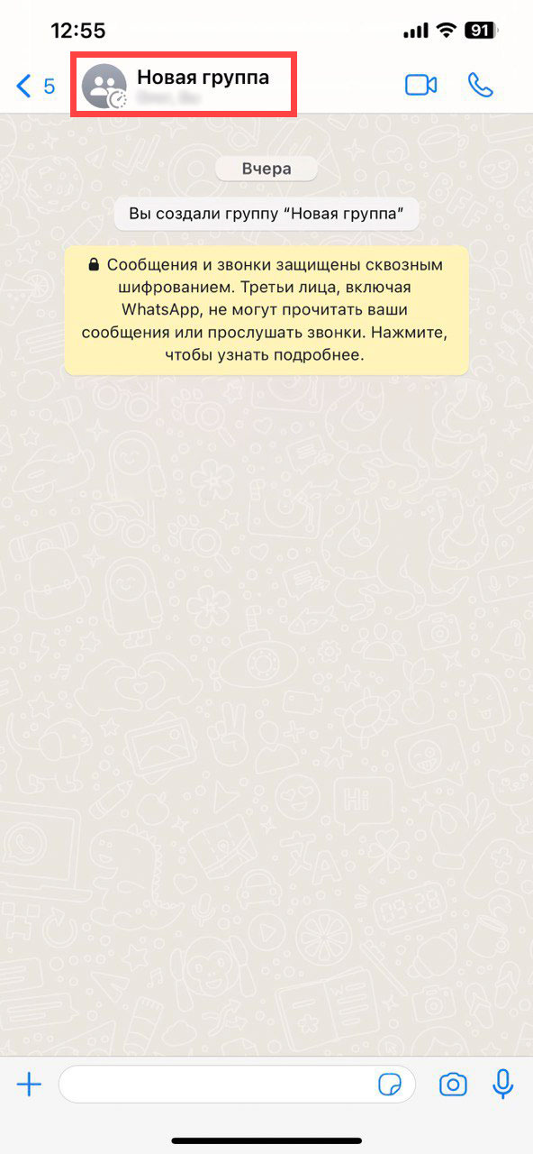 Удаление группы WhatsApp на ios шаг 1