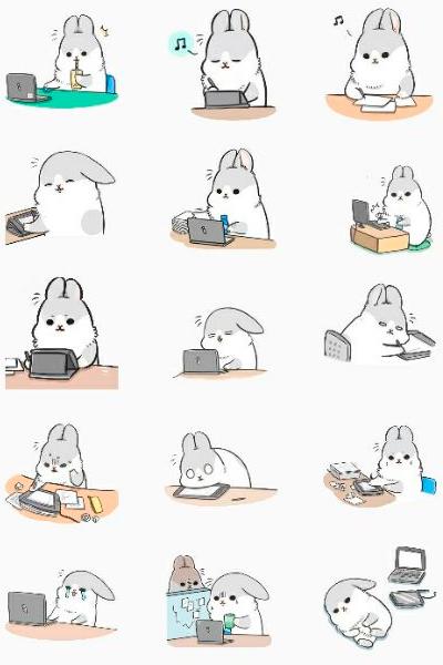 Machiko Rabbit стикеры ватсап